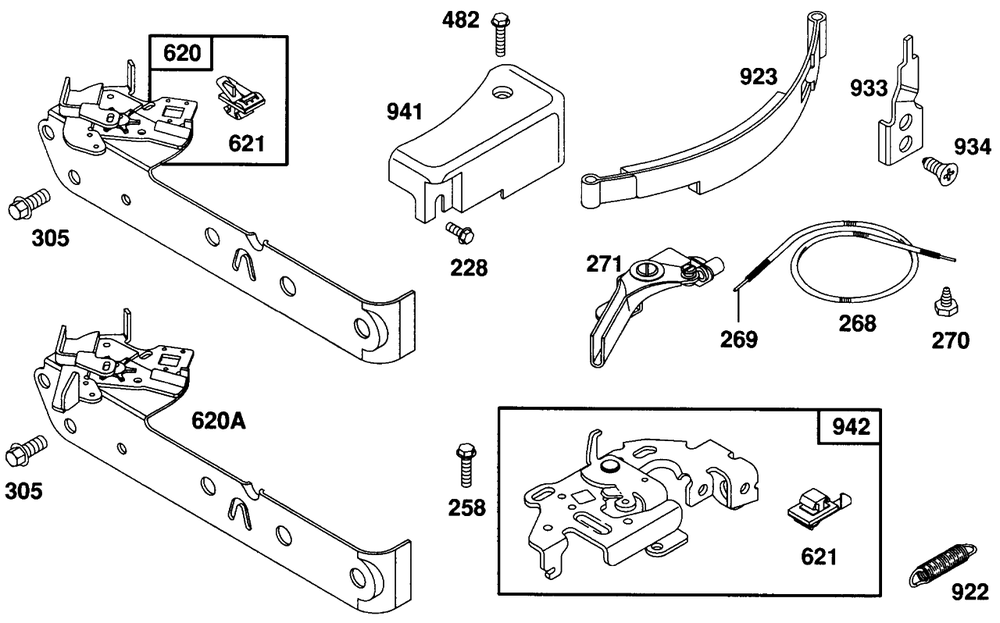 Control Brackets And Wires Diagram and Parts List for 93902-3612-01  Briggs and Stratton Engine
